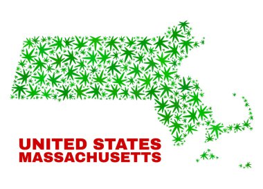 Esrar yaprakları mozaik Massachusetts eyalet harita