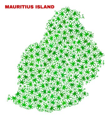 Marihuana yaprağı mozaik Mauritius Adası Haritası