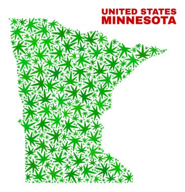 Marihuana yaprağı mozaik Minnesota Devlet harita