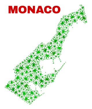 Kenevir yaprak kolaj Monako Haritası
