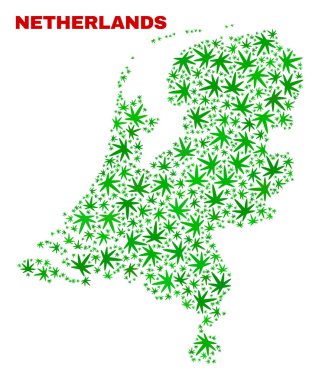 Esrar yaprakları kolaj Hollanda Haritası