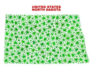 Esrar yaprakları mozaik North Dakota State harita