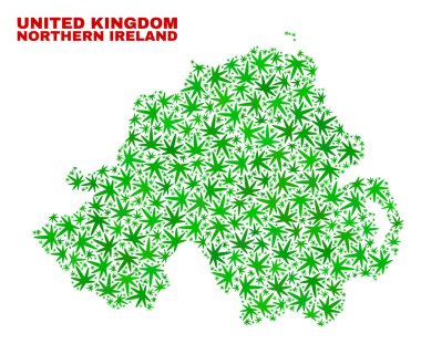 Marihuana yaprağı kolaj Kuzey İrlanda Haritası