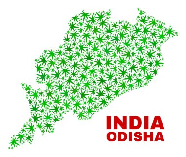 Marihuana yaprağı mozaik Odisha devlet harita
