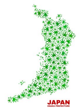 Esrar yaprakları kolaj Osaka İli Haritası