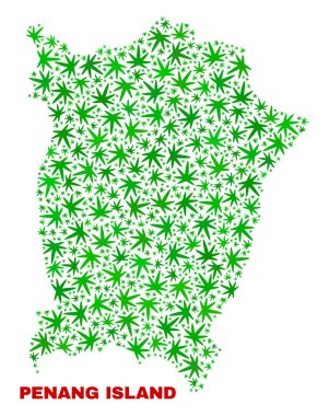 Marihuana yaprağı kolaj Penang Adası Haritası