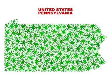 Esrar yaprakları kolaj Pennsylvania Eyalet harita