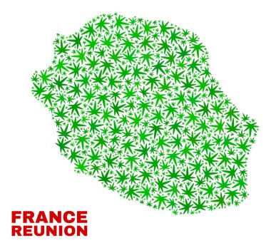 Marihuana yaprağı mozaik Reunion Adası Haritası