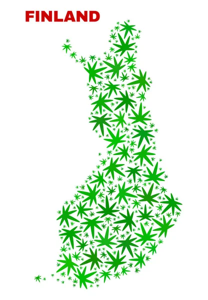 Cannabis Leaves Mosaic Finland Map — Stock Vector