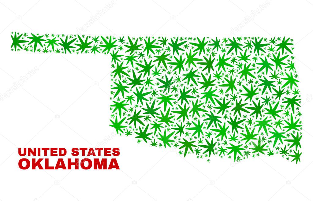 Hemp Leaves Collage Oklahoma State Map