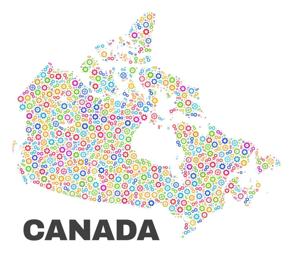 Mosaic Canada Mapa dos elementos da roda de engrenagens — Vetor de Stock