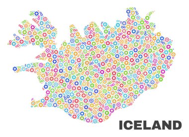 Dişli öğeleri mozaik İzlanda Haritası