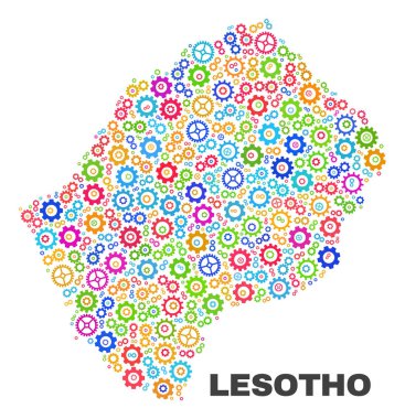 Cog öğeleri mozaik Lesoto Haritası
