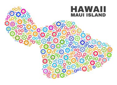 Dişli elemanları mozaik Maui Adası Haritası