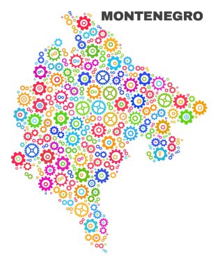 Gearwheel öğeleri mozaik Karadağ Haritası