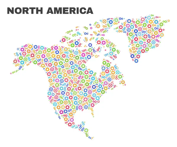 Mosaic América do Norte Mapa dos Elementos de Engrenagem —  Vetores de Stock