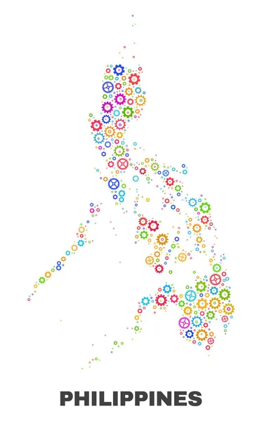 Mosaïque Philippines Carte des éléments de Cog — Image vectorielle