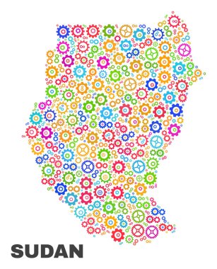 Gearwheel öğeleri mozaik Sudan Haritası