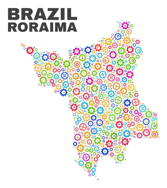 Χάρτης μωσαϊκό Roraima κράτος αντικείμενα εξοπλισμού — Διανυσματικό Αρχείο