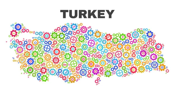 Cog アイテムのモザイク トルコ地図 — ストックベクタ