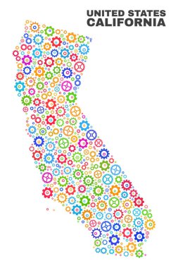 Gearwheel öğeleri mozaik California eyalet Haritası