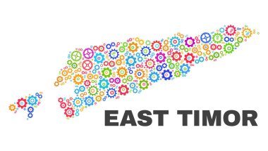 Gearwheel öğeleri mozaik Doğu Timor Haritası