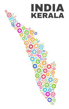 Gearwheel öğeleri mozaik Kerala Devlet Haritası
