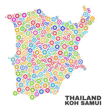 Karikatür öğeleri mozaik Koh Samui Haritası