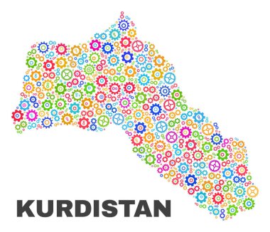 Karikatür öğeleri mozaik Kürdistan Haritası