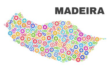 Cog öğeleri mozaik Madeira Haritası