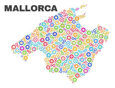 Cog öğeleri mozaik Mallorca Haritası