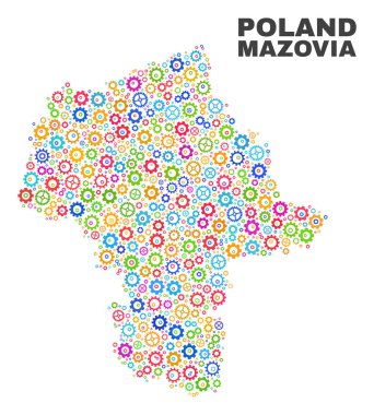 Mosaic Masovian Voivodeship Map of Gear Elements clipart