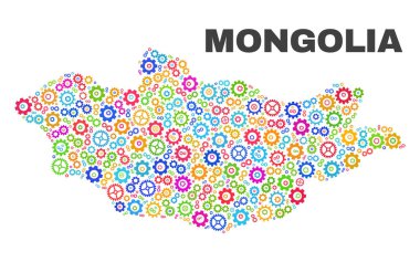 Cog öğeleri mozaik Moğolistan Haritası