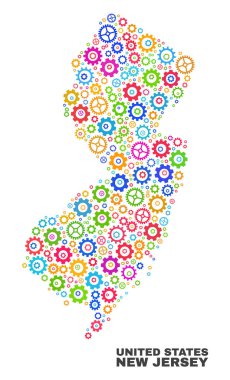 Dişli elemanları mozaik Yeni Jersey eyalet Haritası