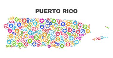 Cog öğeleri mozaik Porto Riko Haritası