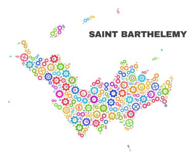 Mozaik Saint Barthelemy karikatür öğeleri haritası