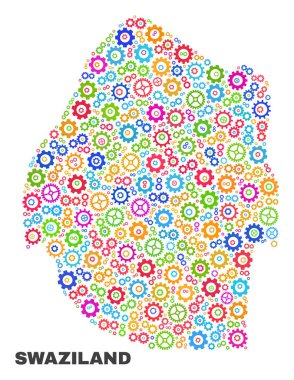 Gearwheel öğeleri mozaik Svaziland Haritası