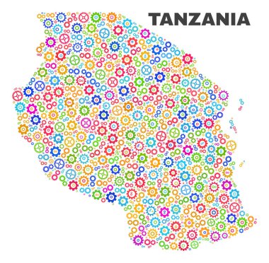 Dişli elemanları mozaik Tanzanya Haritası