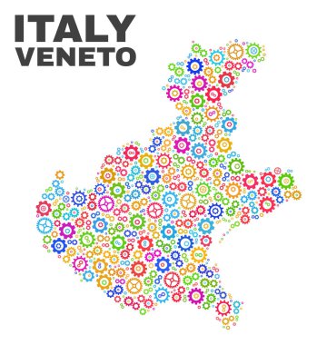 Gearwheel öğeleri mozaik Veneto Bölge Haritası