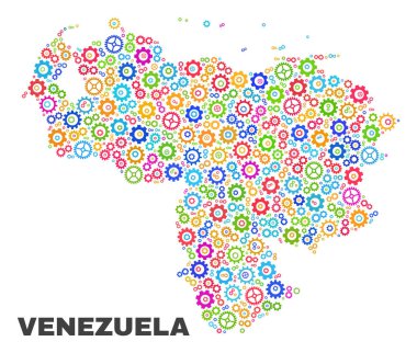 Dişli öğeleri mozaik Venezuela Haritası