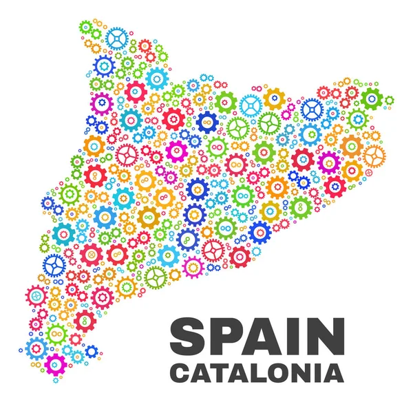 Mosaico Catalunha Mapa da Cogwheel Elements —  Vetores de Stock