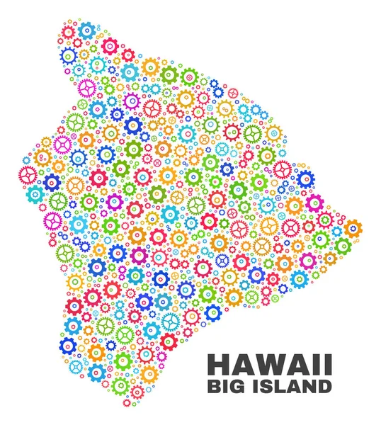 Mosaic Hawaii Big Island Mapa da engrenagem Itens —  Vetores de Stock