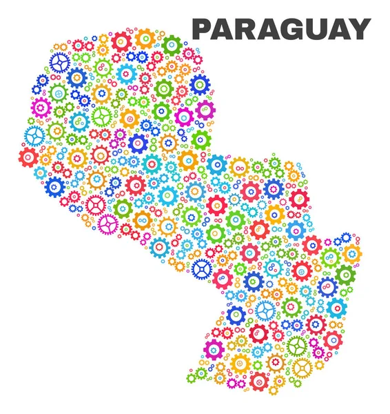 Mosaic Paraguay Map of Cog Elements — Stock Vector