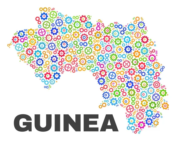 Mosaico República de Guinea Mapa de Artículos de Rueda dentada — Archivo Imágenes Vectoriales