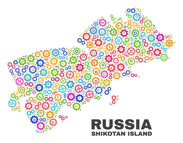 Mosaico Shikotan Island Mapa de Cog Elements — Archivo Imágenes Vectoriales