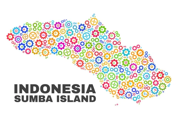 Mapa wyspy Sumba mozaika elementów koła zębatego — Wektor stockowy