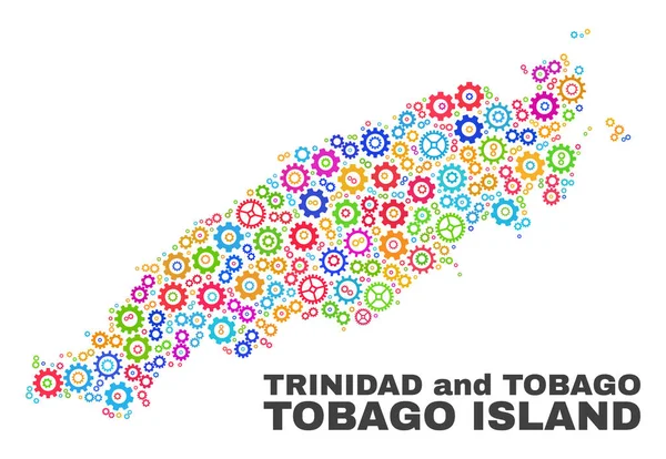 Ostrov Tobago Mozaiková mapa ukazatelem položek — Stockový vektor