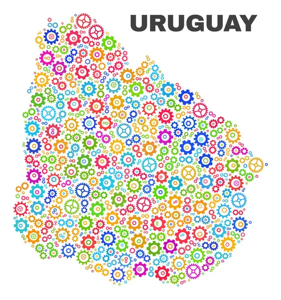 Mosaico Uruguay Mapa de Elementos de Engranaje — Vector de stock