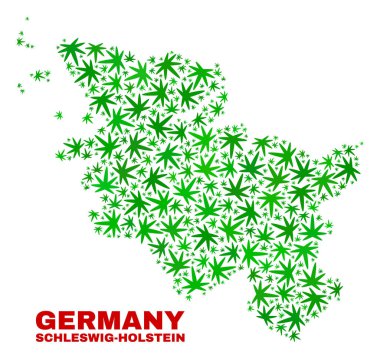 Marihuana yaprağı Mozaik'ın kuzeyinde Schleswig-Holstein arazi haritası