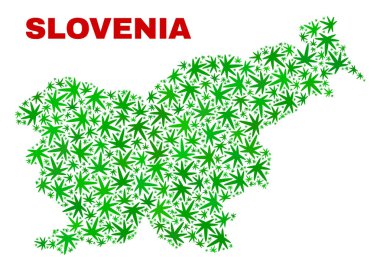 Marihuana yaprağı mozaik Slovenya harita